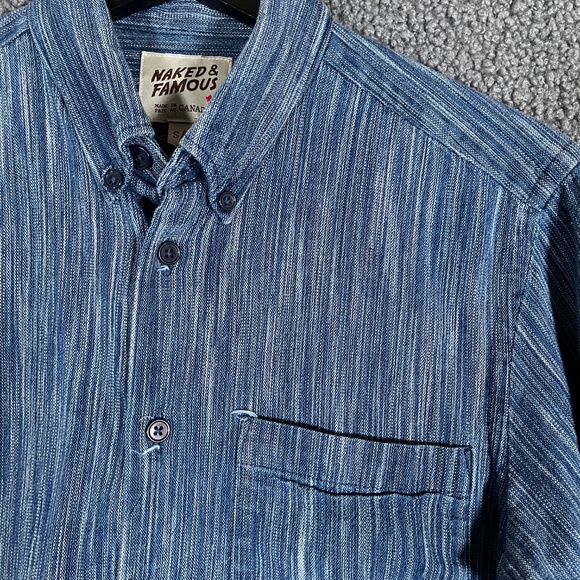 Naked & Famous Cotton Button Down Long Sleeve Shirt - Men's Size S - Blue - Picture 2 of 9